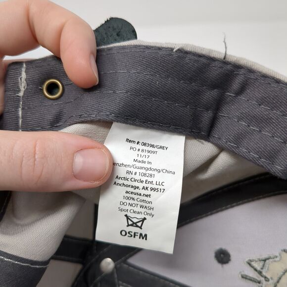 Alaska Slideback Hat Gray One Size Adjustable Embroidered Patriotic Tonqass - Picture 9 of 10